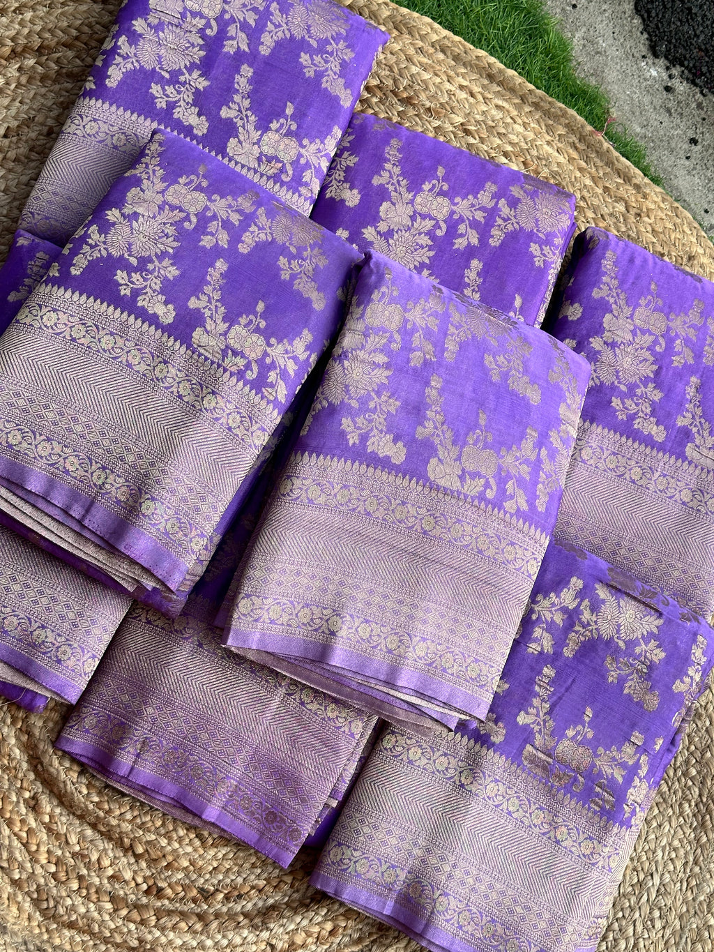 Lavender crushed georgette sarees jaal pattern