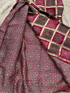 Pure Ajrak block prints modal silk sarees