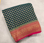 Bottle green small butta pure Banarasi khaddi georgette saree