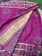 Onion pink pure modal Ajrak sarees