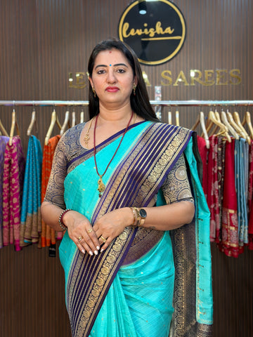 Dola silk distemper blue and deep blue