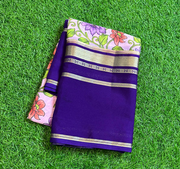 Purple semi Mysore silk saree