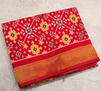 Red small border tusser Paithani saree