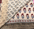 Cream small butta Kanchi border pure Ajrak dola sarees