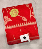 Red temple border tusser Paithani saree