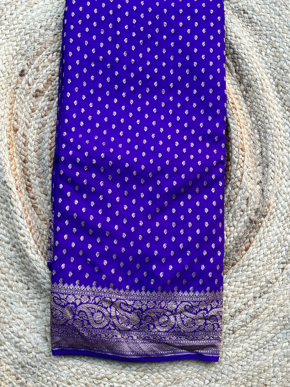 Purple pure crepe Banaras silk sarees with hand woven zari