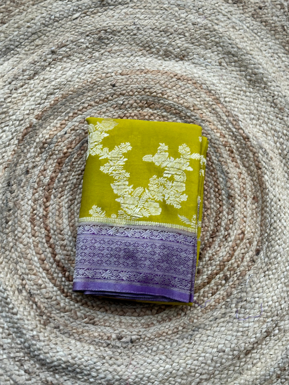 Mustard and purple crushed georgette