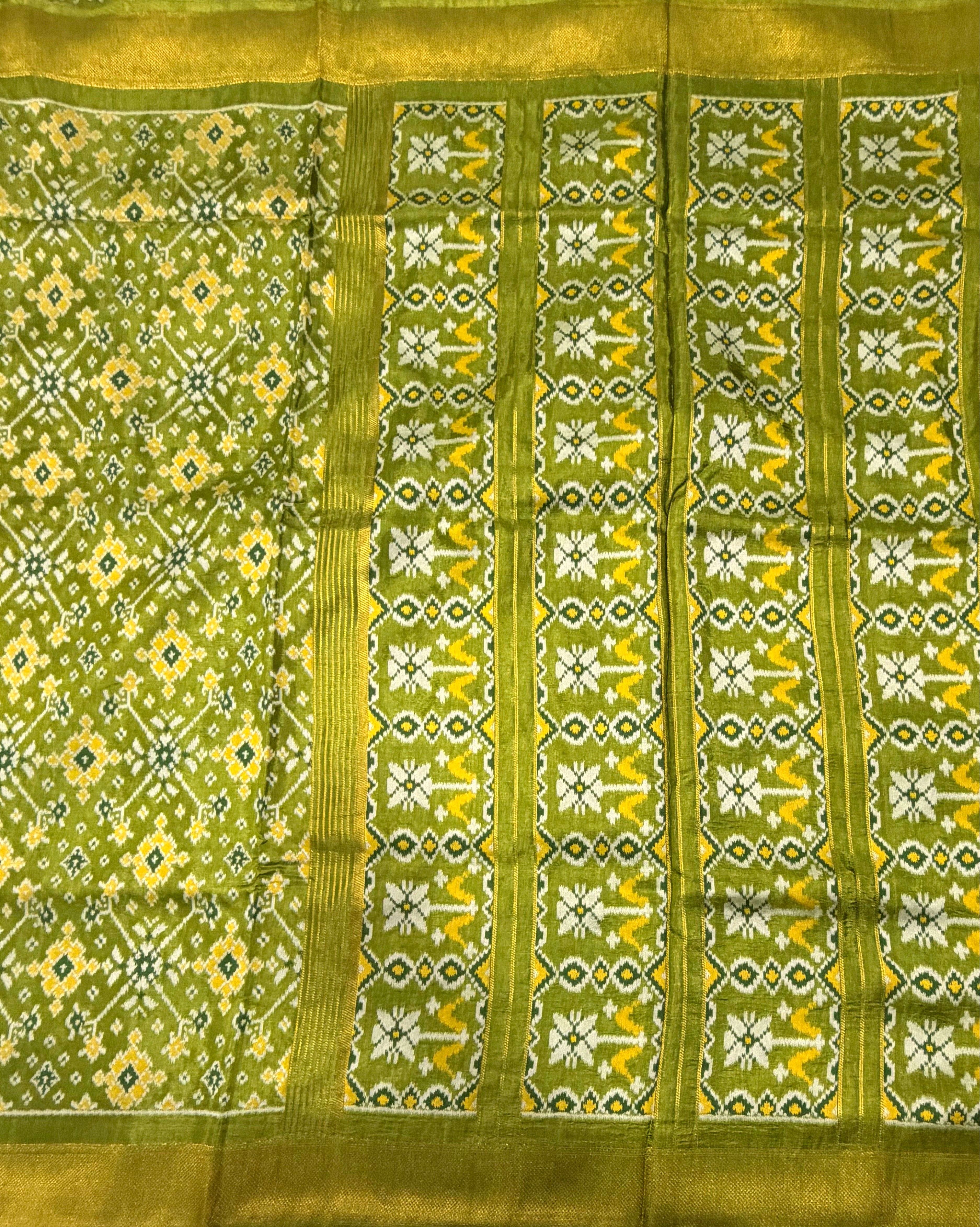Light green small border tusser Paithani saree