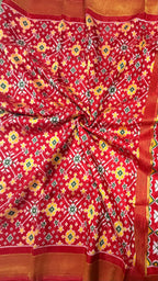 Red small border tusser Paithani saree