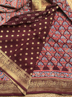 Pure Ajrak dola silk with premium zari