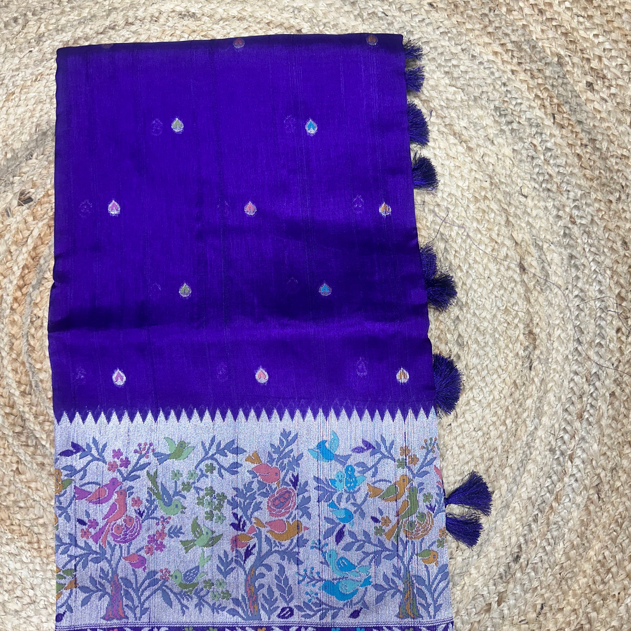 Purple tusser Paithani sarees