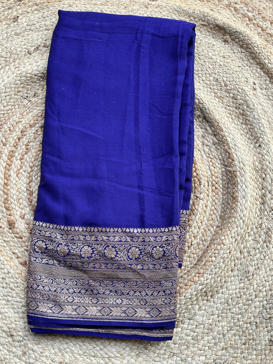Purple plain pure crepe Banaras silk sarees with Jaal blouse