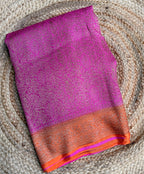 Pink n orange semi Banarasi crepe saree