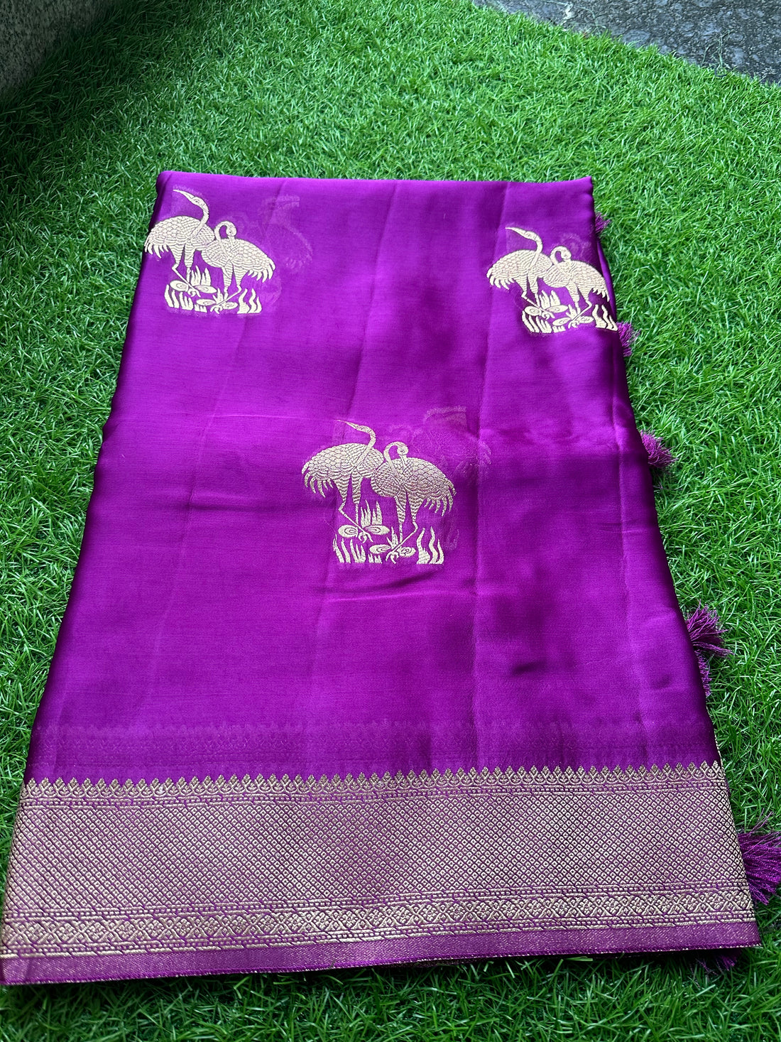 Mejentha pure satin silk saree with butta blouse