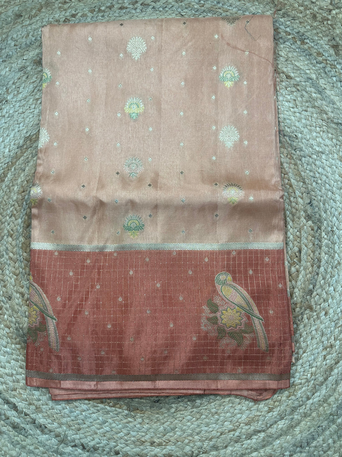 Peach with dusky orange dola silk