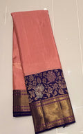Pastel pink with purple pure tissue Kanjeevaram saree