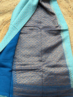 Banaras Pure crepe chiffon baby blue and blue