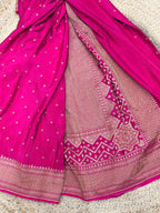 Deep Rani pink pure crepe Banaras