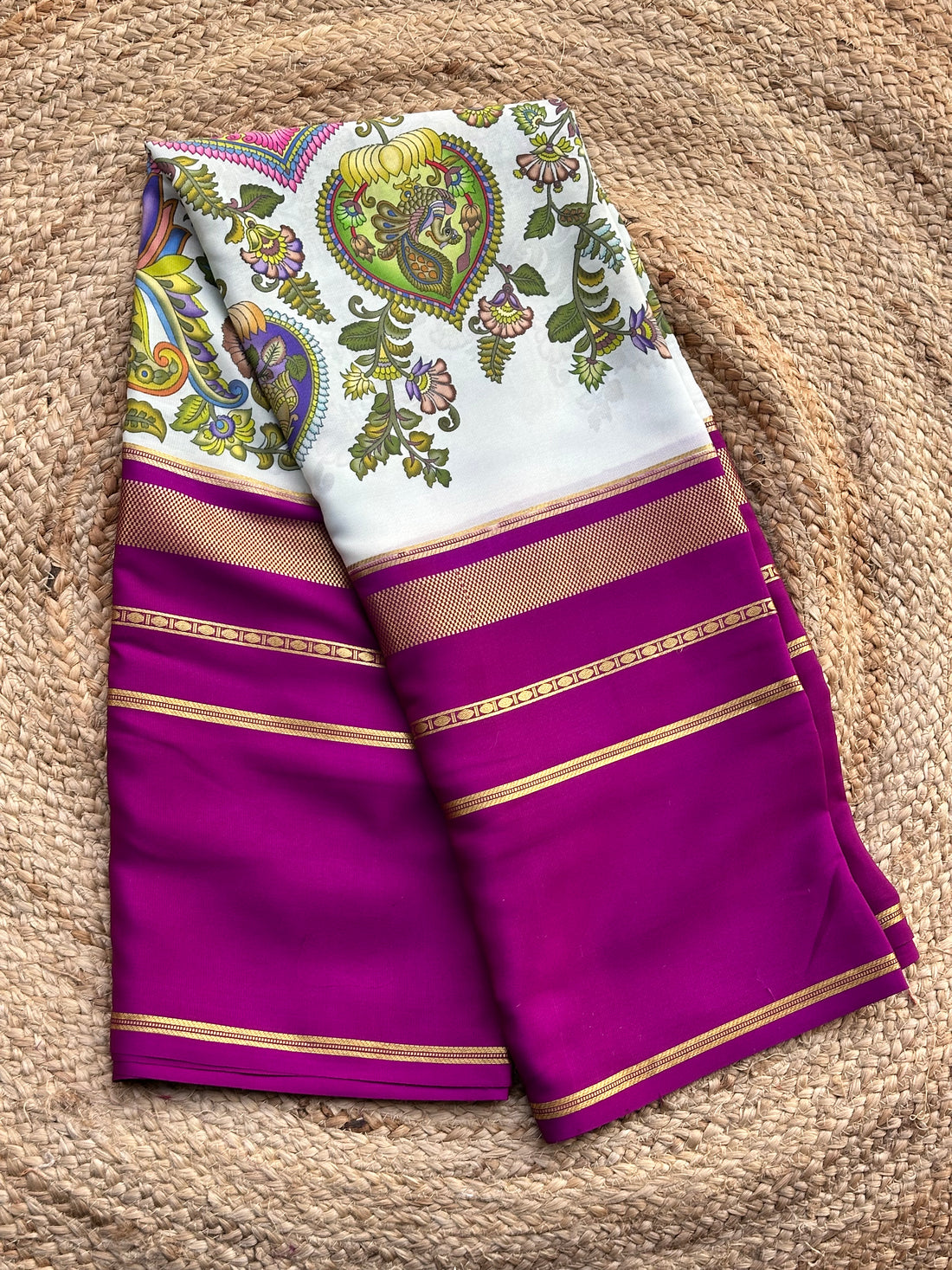 Brijal purple with digital kalamkari prints 120 gsm