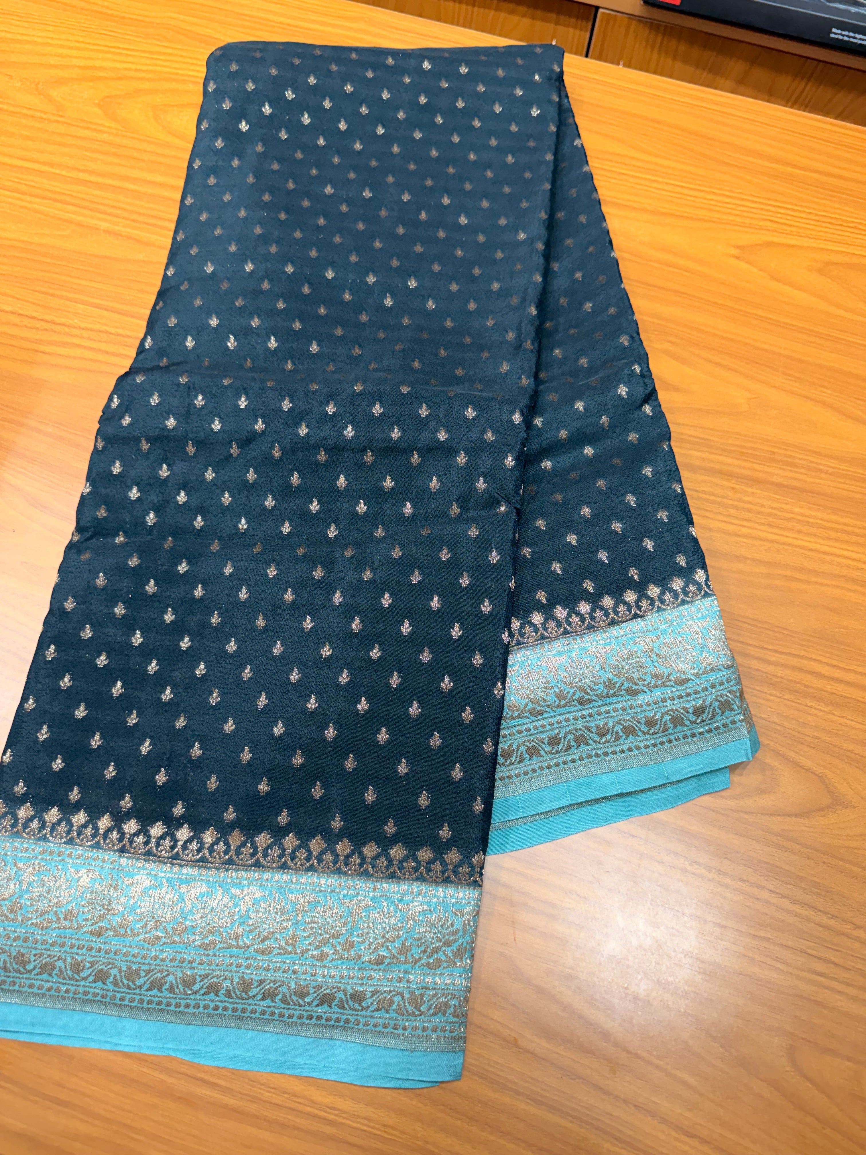 Pure crepe chiffon black and blue