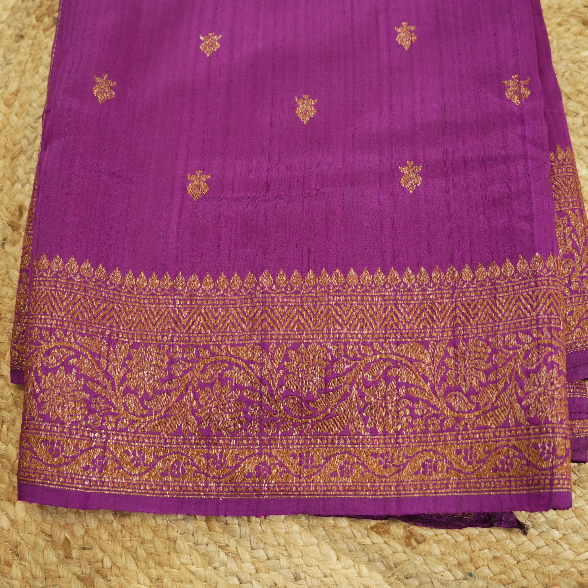 purple pure raw silk saree