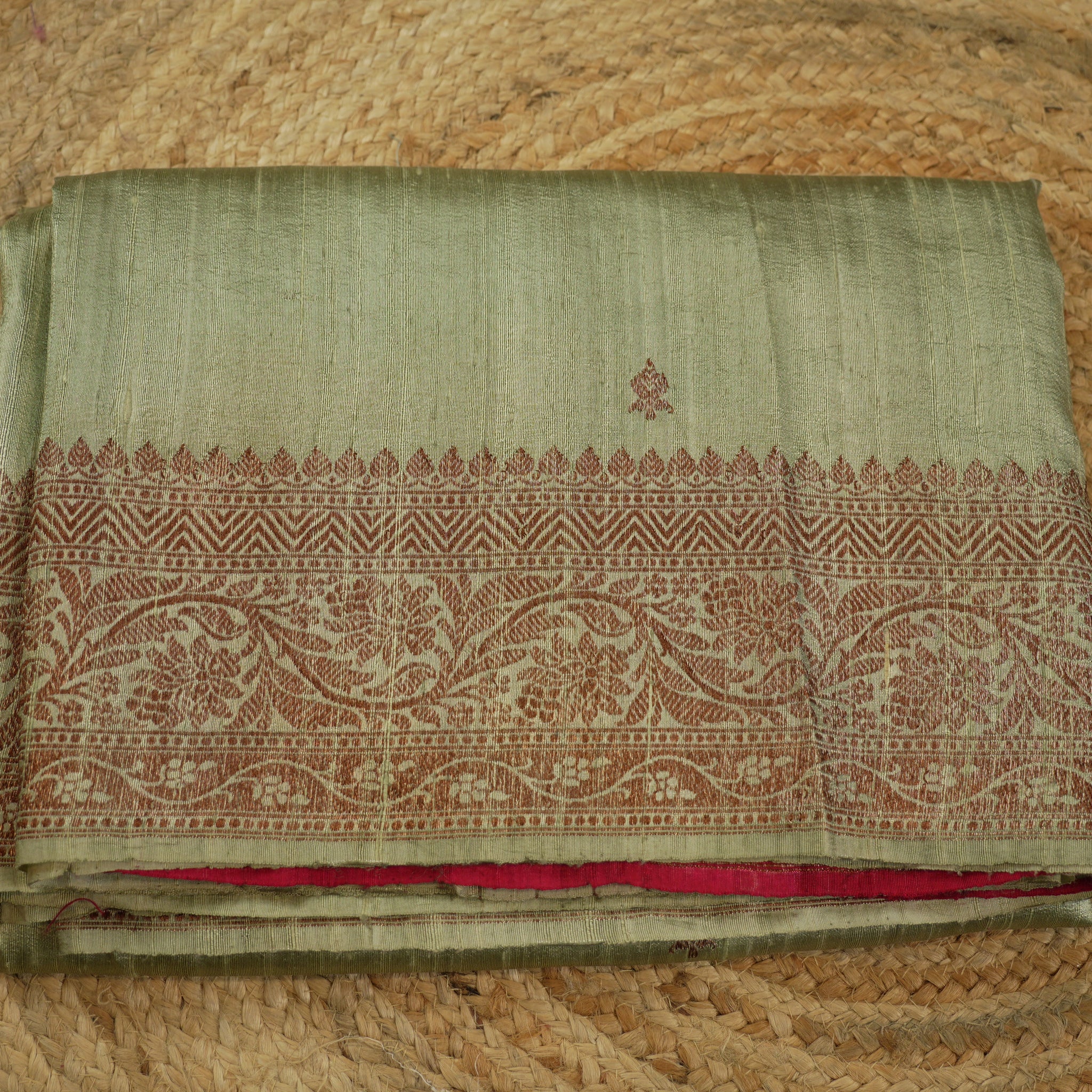 green pure raw silk saree