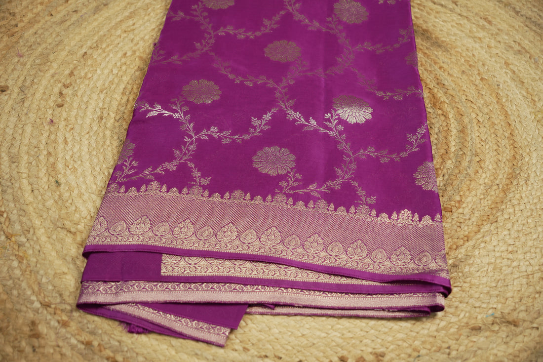 dark purple pure satin silk with jaal pattern