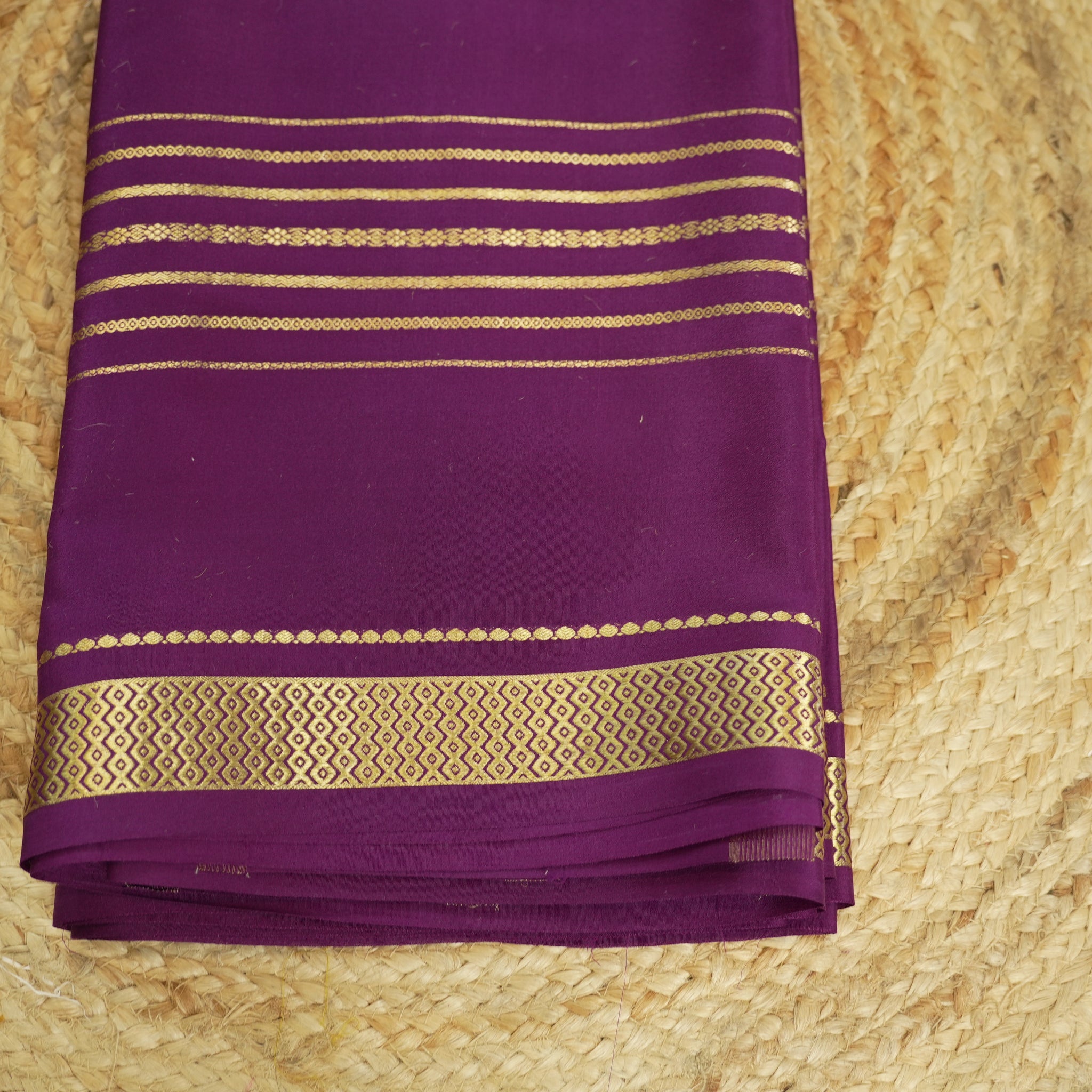purple and green pure mysore silk crepe with 130 gsm