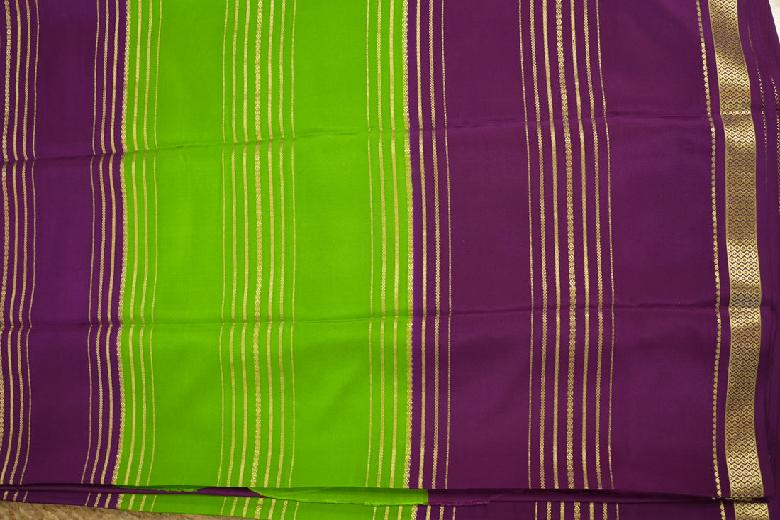 purple and green pure mysore silk crepe with 130 gsm