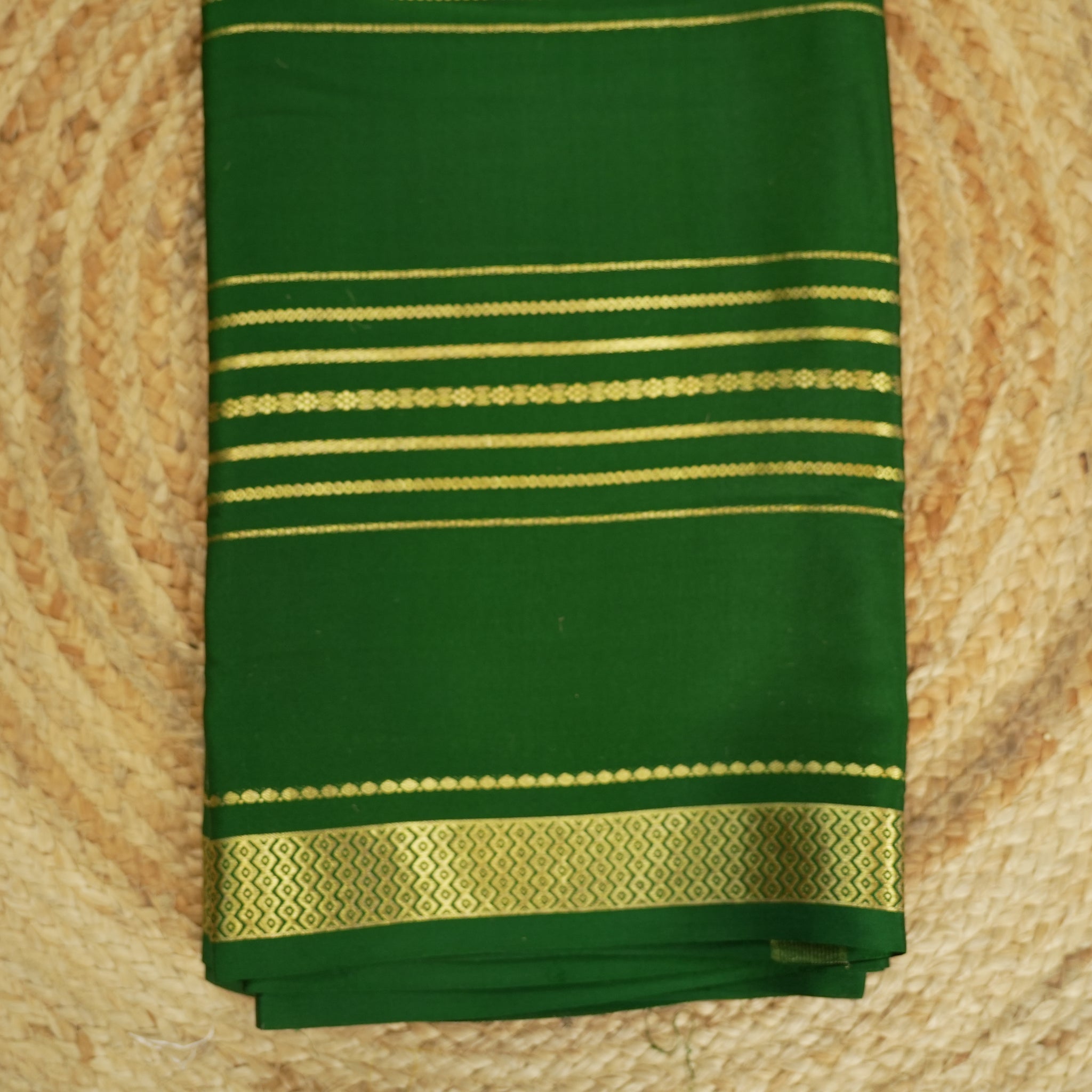 Green and yellow pure mysore silk crepe with 130 gsm