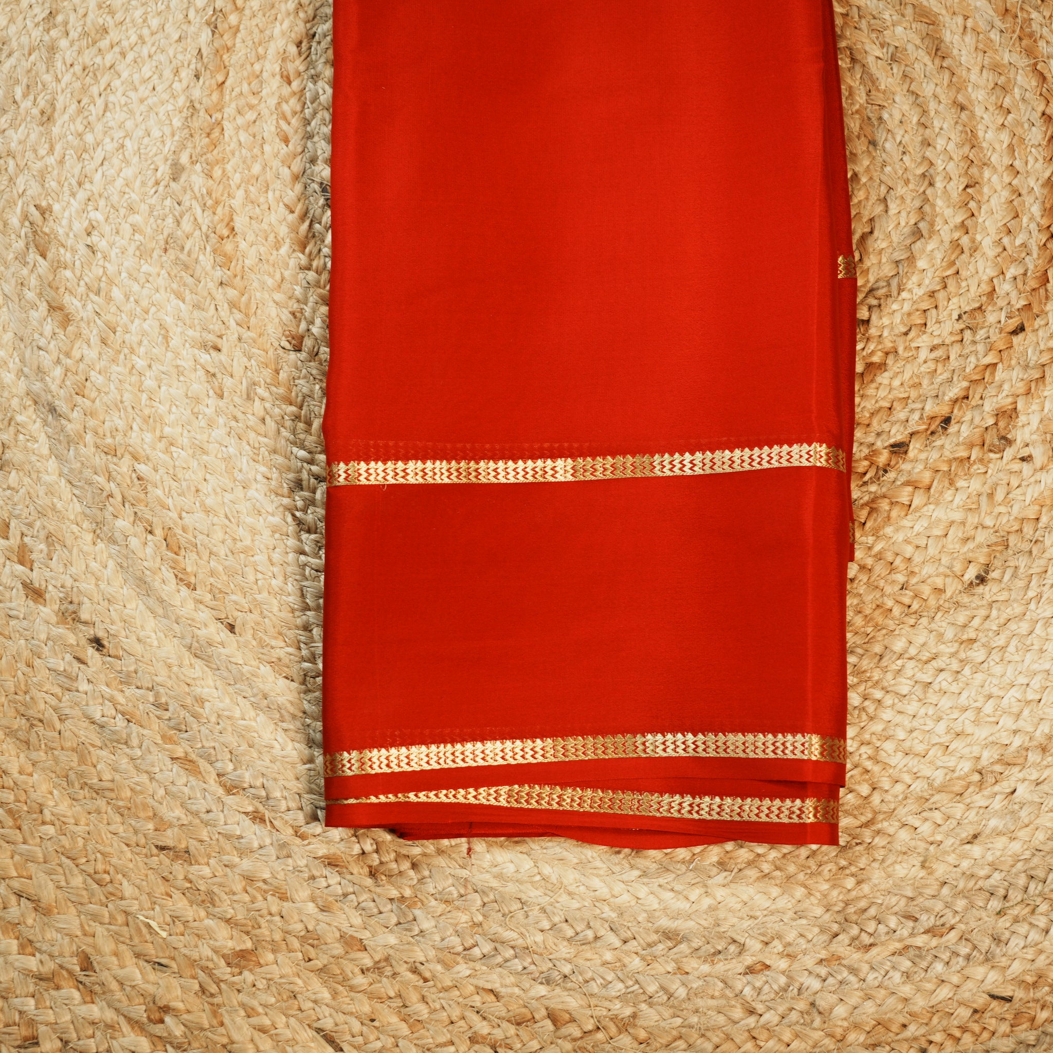 Red bentex border Pure Mysore silk crepe 80 gsm