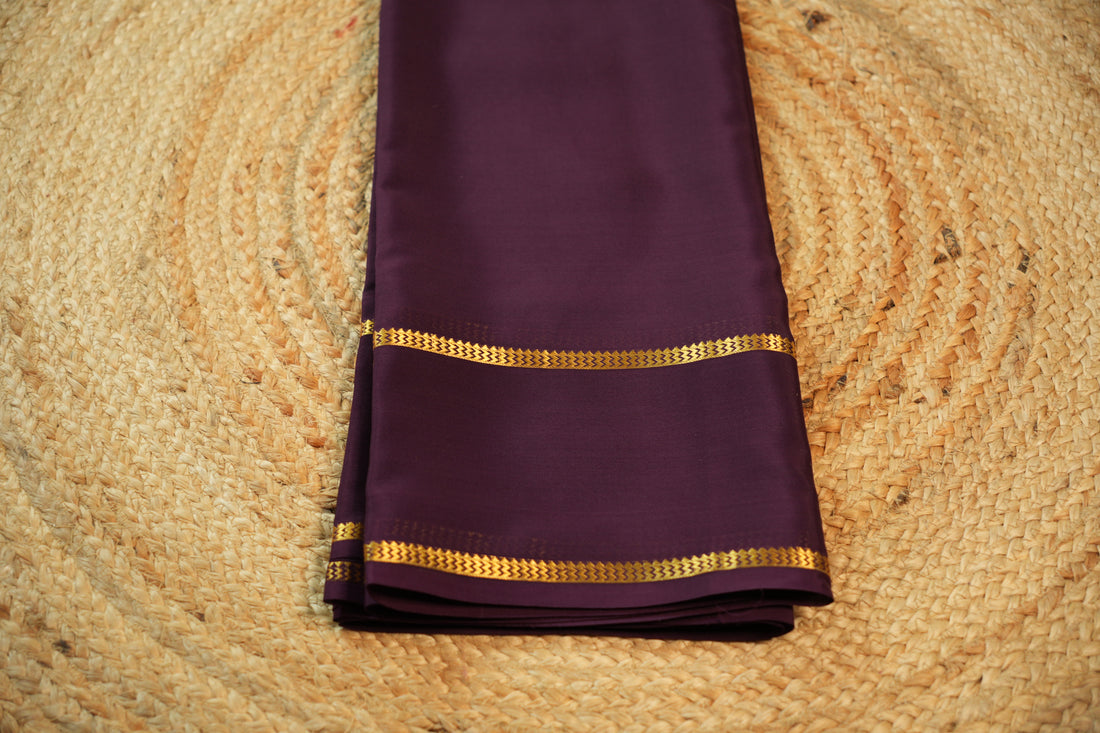 Coffee brown with bentex border Pure Mysore silk 80 gsm