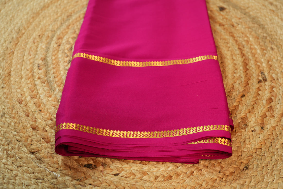 Rani pink Pure Mysore silk bentex border, 80 gsm