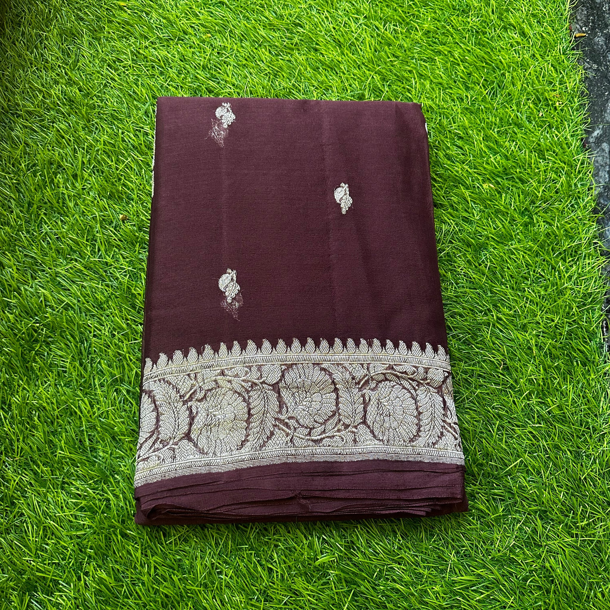 Pure khaddi chiffon, chocolate brown.