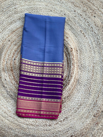 Grey with purple pure crepe Mysore Silk sarees 120 gsm