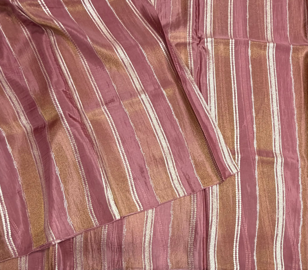 Pastel brown stripes chinnon crepe 107 saree
