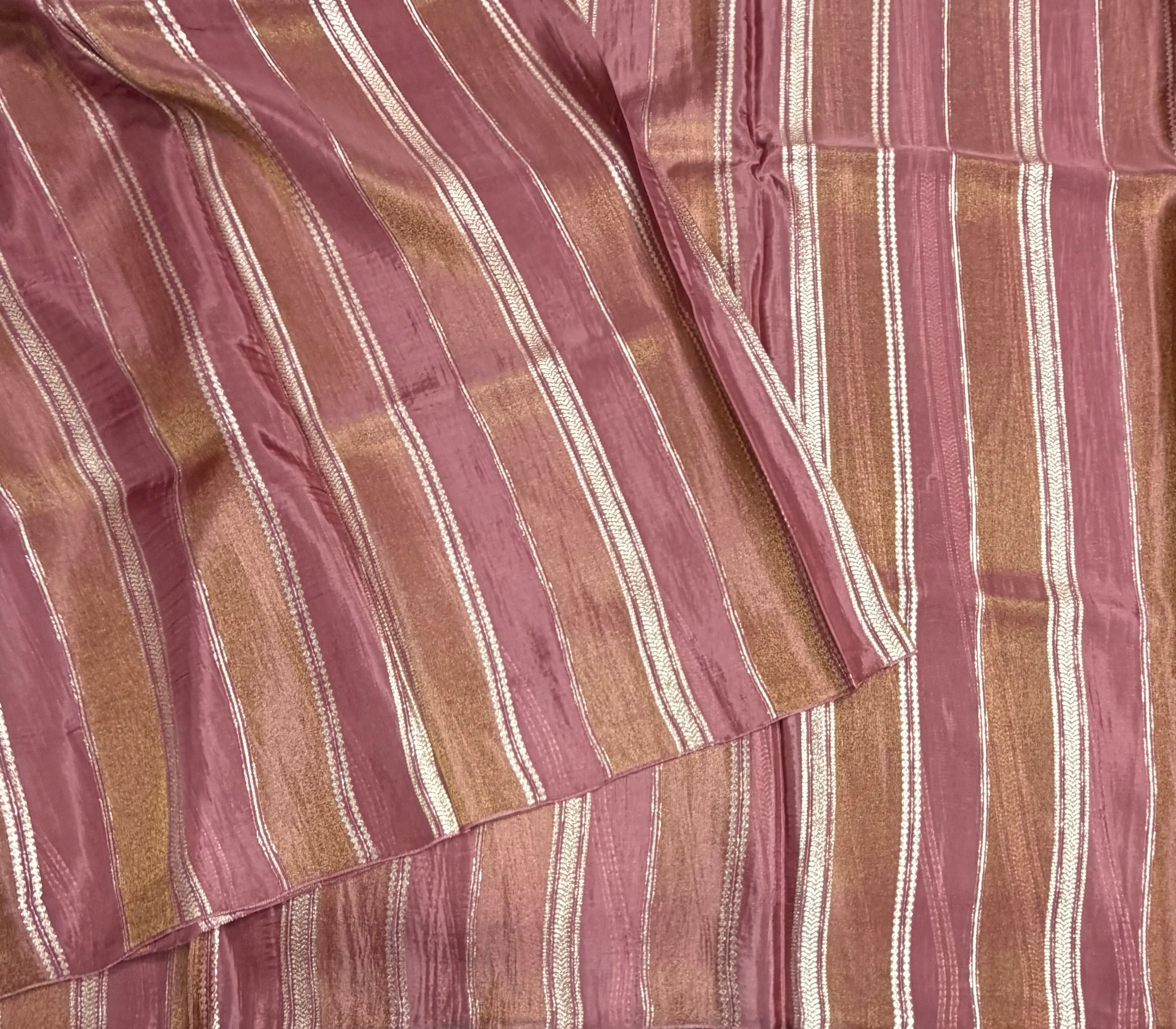 Pastel brown stripes chinnon crepe 107 saree