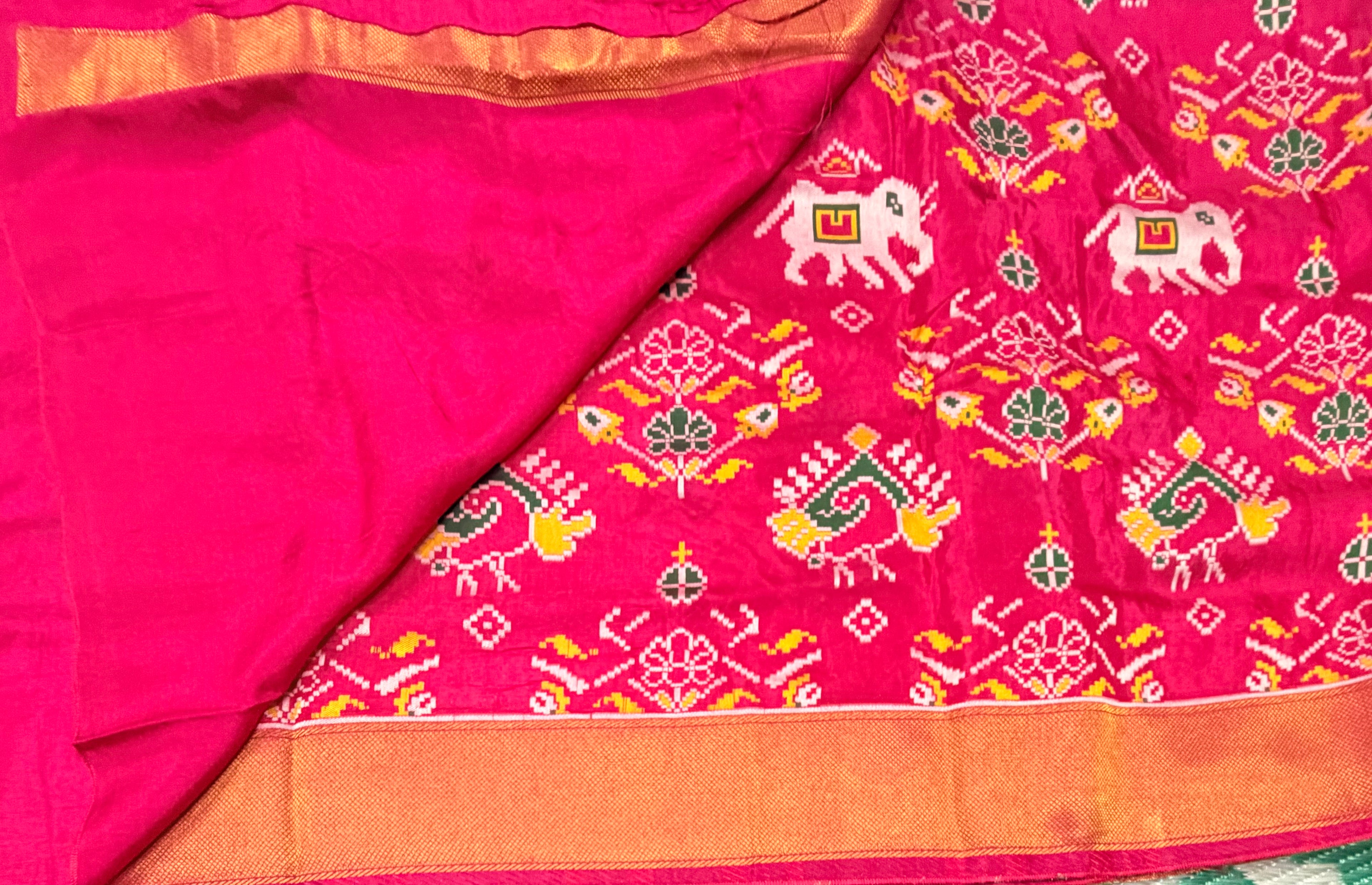 Pink small border tusser Paithani saree
