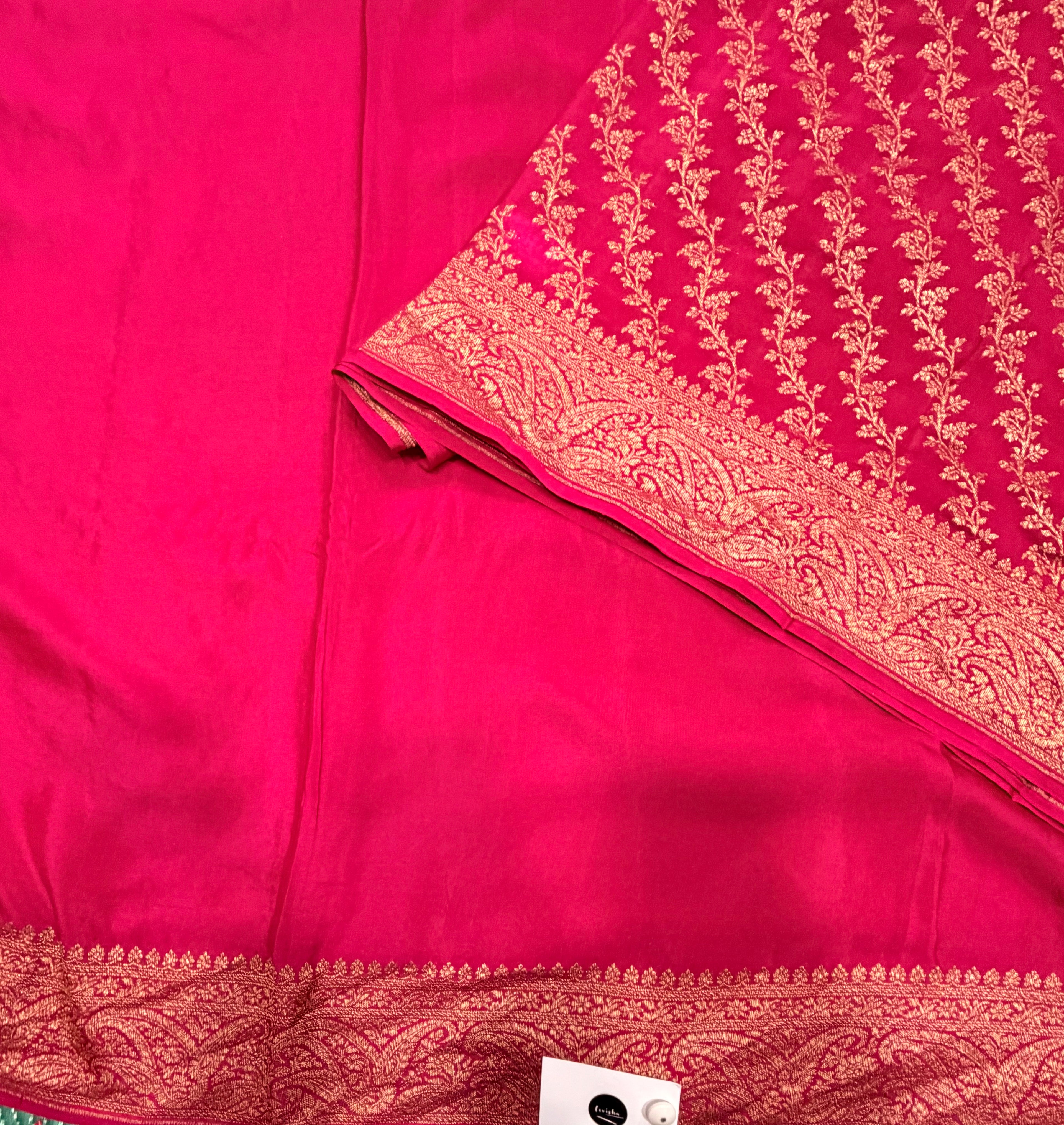 Rani pink pure benarasi crepe silk saree