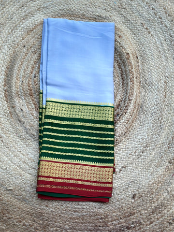 Pure crepe Mysore Silk grey and green combo 120 gsm