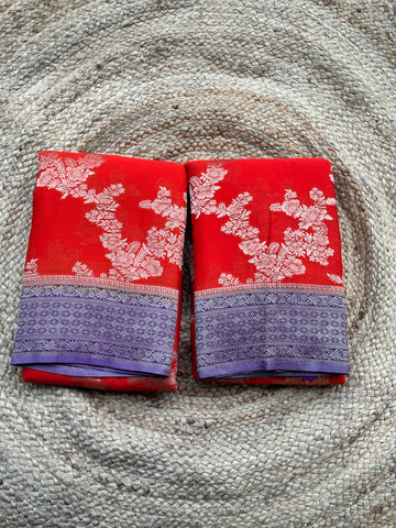 Orange and purple crushed georgette
