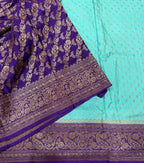 Aqua green pure Banarasi crepe chiffon 107 with antique zari saree