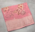 Pastel pink digital print Banarasi pure tissue chiffon saree sliver zari saree