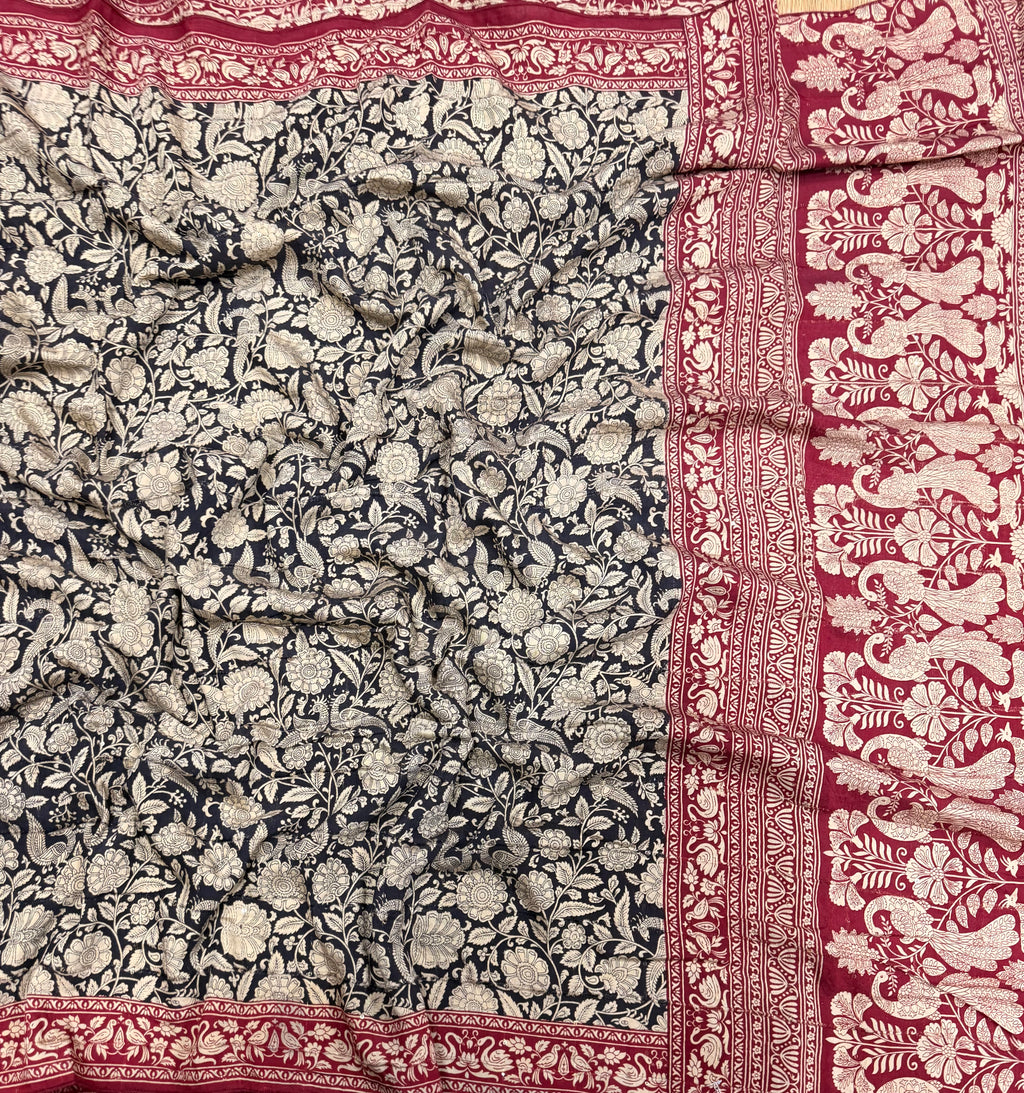 Black n maroon Kalamkari digital print 107 casual saree