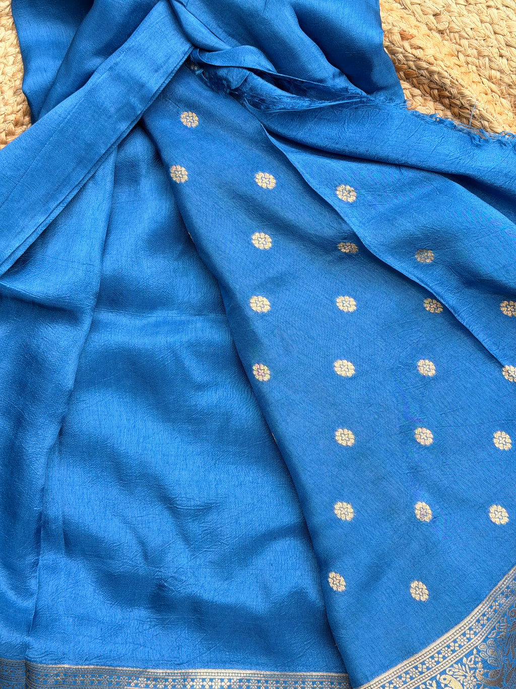 Blue plain dola modal sarees