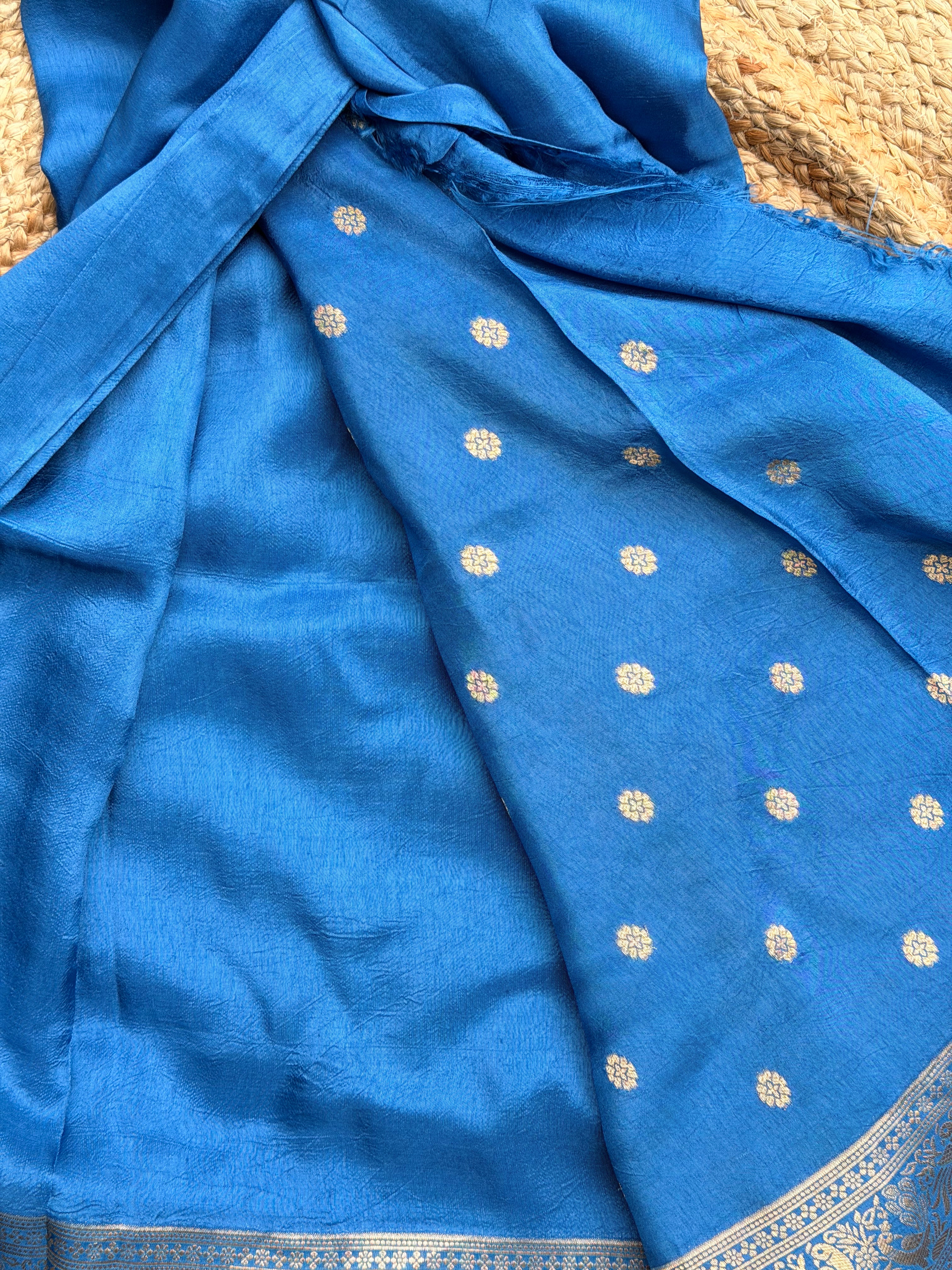 Blue plain dola modal sarees