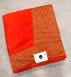 Orange pure benarasi crepe silk saree