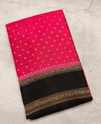 Rani pink bentex pure Banarasi crepe chiffon 107 with antique zari saree