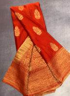 Rust orange big butta 107 designer soft crepe silk