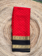 Red and black 1000 butta pure crepe Mysore silk 120 gsm